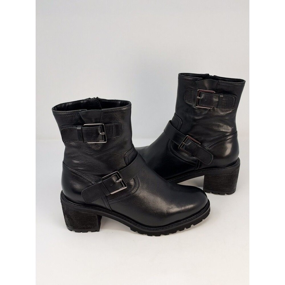 Seychelles Womens Boots Black Leather Run Free Buckle Ankle Heeled Bootie US 8.5 - Picture 6 of 10